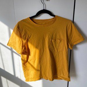 Everlane The Organic Cotton Box-Cut Tee w/ Pocket Mustard Yellow